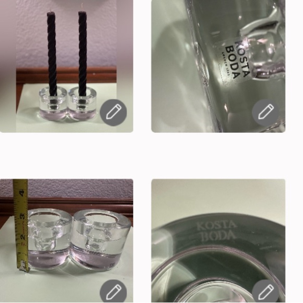 Kosta Boda signed crystal glass candle holders
